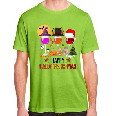 Happy Halloween Thanksgiving Christmas Wine Lover Gift Adult ChromaSoft Performance T-Shirt