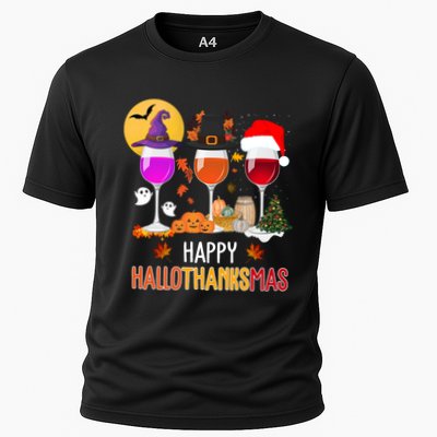 Happy Halloween Thanksgiving Christmas Wine Lover Gift Performance Shirt