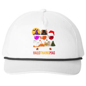 Happy Halloween Thanksgiving Christmas Wine Lover Gift Snapback Five-Panel Rope Hat