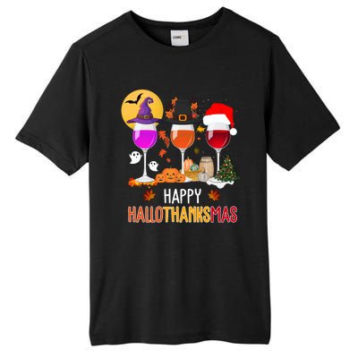 Happy Halloween Thanksgiving Christmas Wine Lover Gift Tall Fusion ChromaSoft Performance T-Shirt