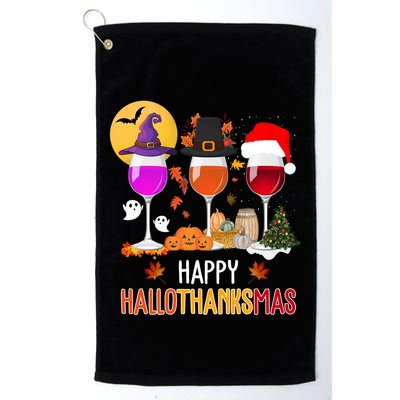 Happy Halloween Thanksgiving Christmas Wine Lover Gift Golf Towel