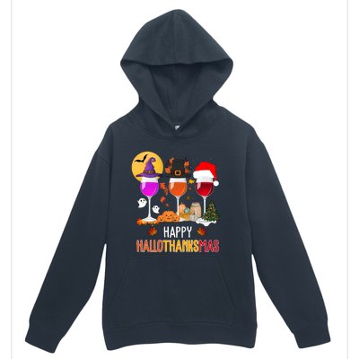 Happy Halloween Thanksgiving Christmas Wine Lover Gift Urban Pullover Hoodie