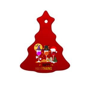 Happy Halloween Thanksgiving Christmas Wine Lover Gift Ceramic Tree Ornament