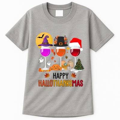 Happy Halloween Thanksgiving Christmas Wine Lover Gift Tall T-Shirt