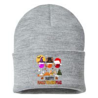 Happy Halloween Thanksgiving Christmas Wine Lover Gift Sustainable Knit Beanie