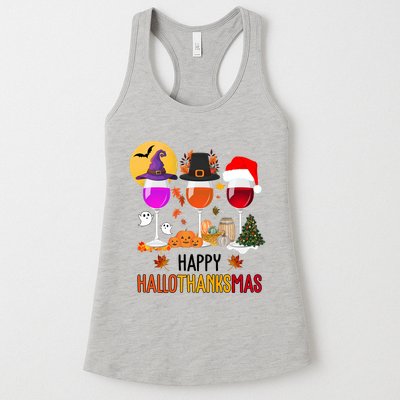 Happy Halloween Thanksgiving Christmas Wine Lover Gift Womens Tank Top