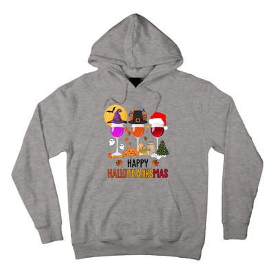 Happy Halloween Thanksgiving Christmas Wine Lover Gift Tall Hoodie