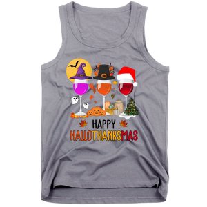 Happy Halloween Thanksgiving Christmas Wine Lover Gift Tank Top