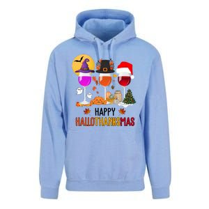 Happy Halloween Thanksgiving Christmas Wine Lover Gift Unisex Surf Hoodie