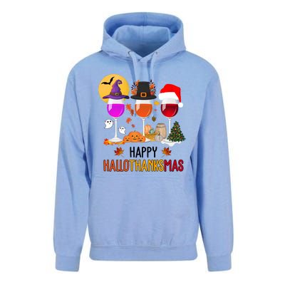 Happy Halloween Thanksgiving Christmas Wine Lover Gift Unisex Surf Hoodie