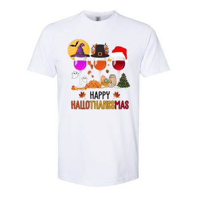 Happy Halloween Thanksgiving Christmas Wine Lover Gift Softstyle CVC T-Shirt