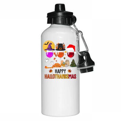 Happy Halloween Thanksgiving Christmas Wine Lover Gift Aluminum Water Bottle