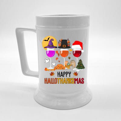 Happy Halloween Thanksgiving Christmas Wine Lover Gift Beer Stein