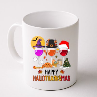 Happy Halloween Thanksgiving Christmas Wine Lover Gift Coffee Mug