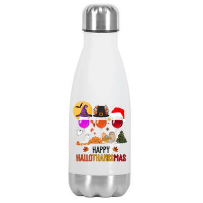 Happy Halloween Thanksgiving Christmas Wine Lover Gift Stainless Steel Insulated Water Bottle