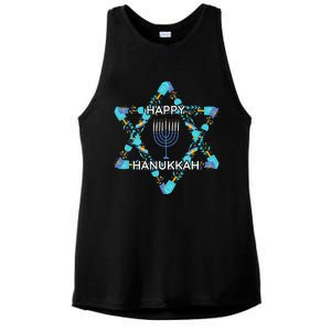 Happy Hanukkah Trending Design Ladies PosiCharge Tri-Blend Wicking Tank