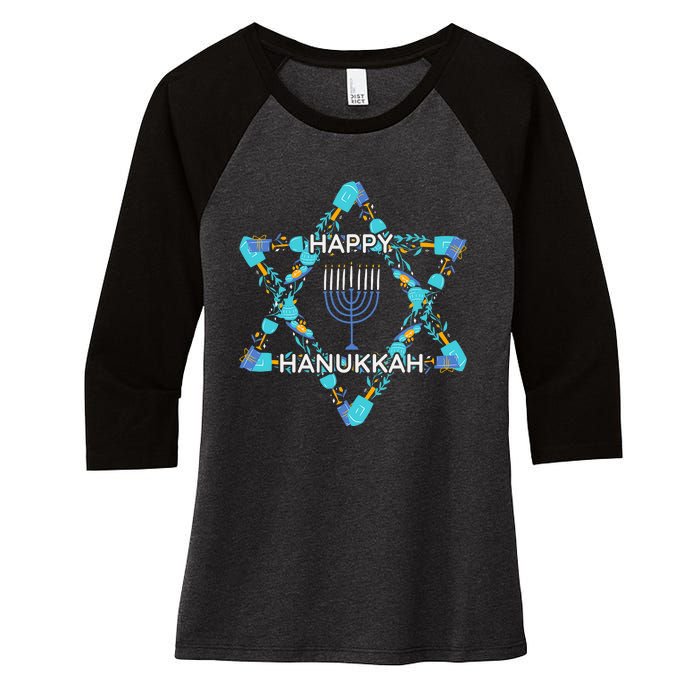 Happy Hanukkah Trending Design Women's Tri-Blend 3/4-Sleeve Raglan Shirt