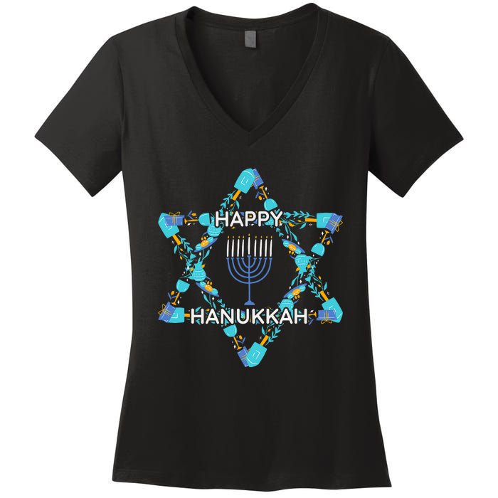 Happy Hanukkah Trending Design Women's V-Neck T-Shirt