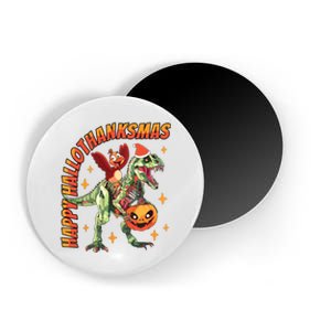 Happy Hallothanksmas Trex Halloween Thanksgiving Christmas Magnet