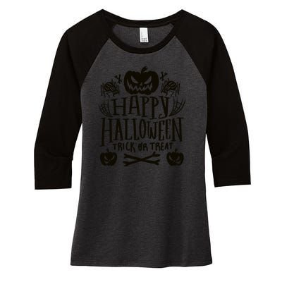 Happy Halloween Trick Or Treat Women's Tri-Blend 3/4-Sleeve Raglan Shirt