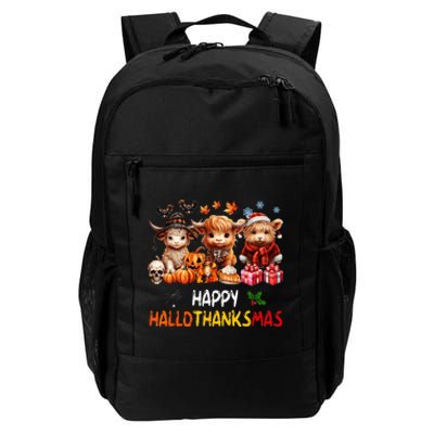 Happy Halloween Thanksgiving Christmas Highland Cow Holiday Daily Commute Backpack