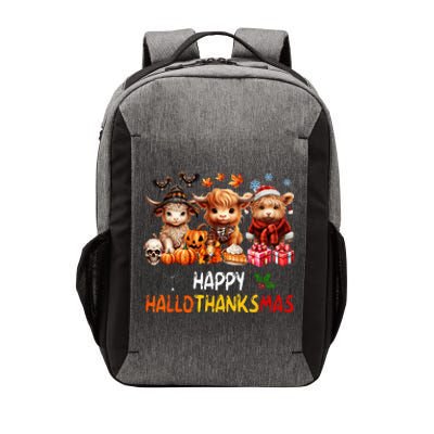 Happy Halloween Thanksgiving Christmas Highland Cow Holiday Vector Backpack