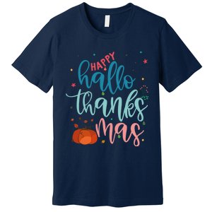 Happy Hallothanksmas Thanksgiving Halloween Xmas Premium T-Shirt