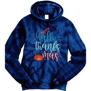 Happy Hallothanksmas Thanksgiving Halloween Xmas Tie Dye Hoodie