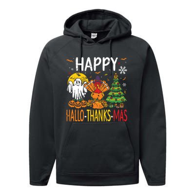 Hallothanksmas Halloween Thanksgiving Christmas Performance Fleece Hoodie