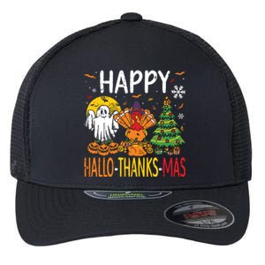 Hallothanksmas Halloween Thanksgiving Christmas Flexfit Unipanel Trucker Cap