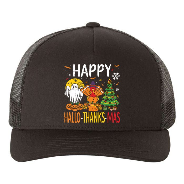 Hallothanksmas Halloween Thanksgiving Christmas Yupoong Adult 5-Panel Trucker Hat