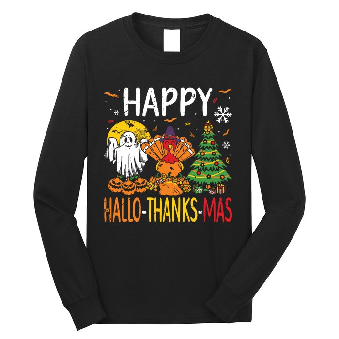 Hallothanksmas Halloween Thanksgiving Christmas Long Sleeve Shirt