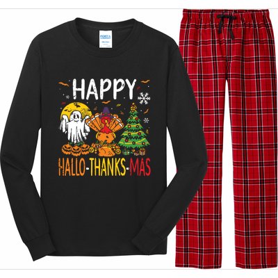 Hallothanksmas Halloween Thanksgiving Christmas Long Sleeve Pajama Set