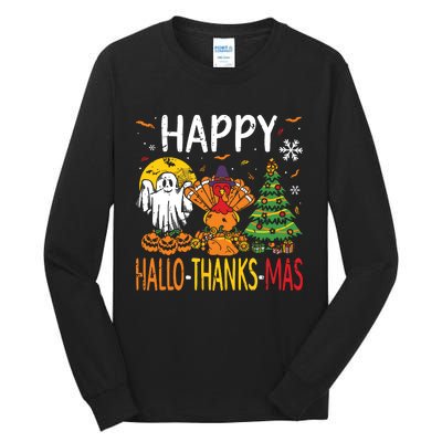 Hallothanksmas Halloween Thanksgiving Christmas Tall Long Sleeve T-Shirt