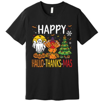 Hallothanksmas Halloween Thanksgiving Christmas Premium T-Shirt