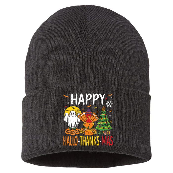 Hallothanksmas Halloween Thanksgiving Christmas Sustainable Knit Beanie