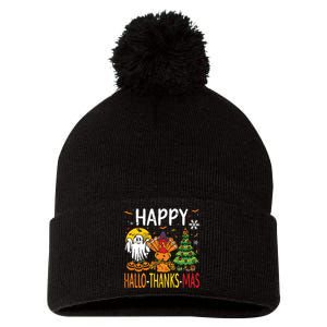 Hallothanksmas Halloween Thanksgiving Christmas Pom Pom 12in Knit Beanie