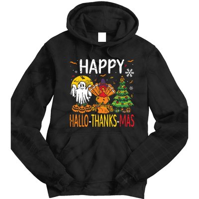 Hallothanksmas Halloween Thanksgiving Christmas Tie Dye Hoodie