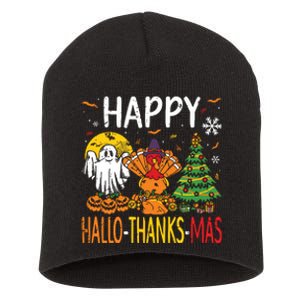 Hallothanksmas Halloween Thanksgiving Christmas Short Acrylic Beanie