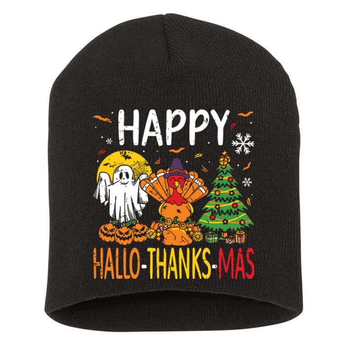 Hallothanksmas Halloween Thanksgiving Christmas Short Acrylic Beanie