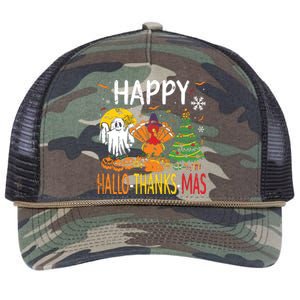 Hallothanksmas Halloween Thanksgiving Christmas Retro Rope Trucker Hat Cap