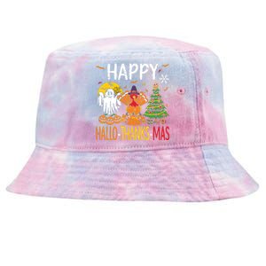 Hallothanksmas Halloween Thanksgiving Christmas Tie-Dyed Bucket Hat