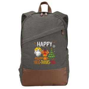 Hallothanksmas Halloween Thanksgiving Christmas Cotton Canvas Backpack