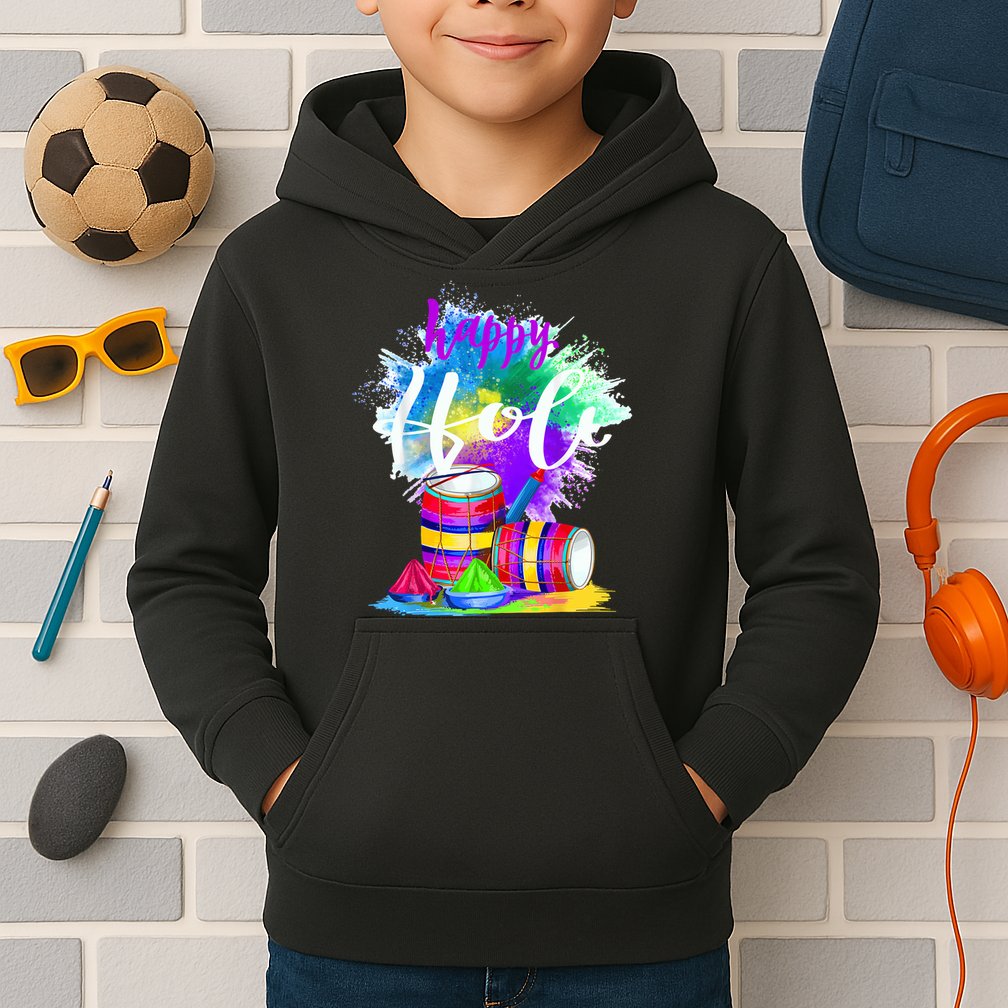 Happy Holi t for Indian Hindu Kids Hoodie