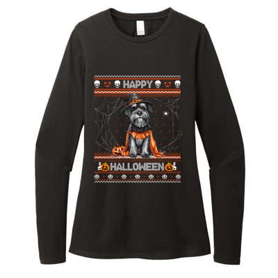 Happy Halloween Ugly Miniature Schnauzer Howloween Pumpkin Womens CVC Long Sleeve Shirt