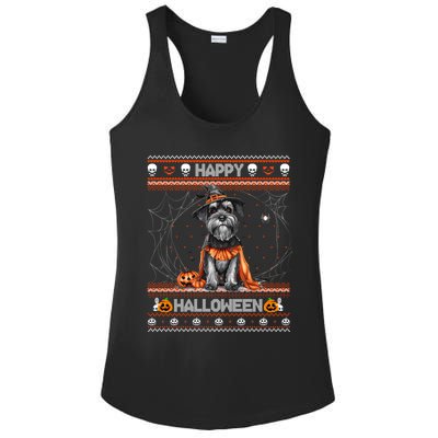 Happy Halloween Ugly Miniature Schnauzer Howloween Pumpkin Ladies PosiCharge Competitor Racerback Tank