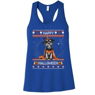 Happy Halloween Ugly Miniature Schnauzer Howloween Pumpkin Women's Racerback Tank