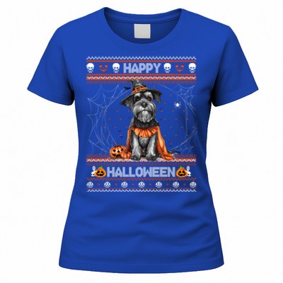 Happy Halloween Ugly Miniature Schnauzer Howloween Pumpkin Women's T-Shirt