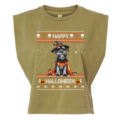 Happy Halloween Ugly Miniature Schnauzer Howloween Pumpkin Garment-Dyed Women's Muscle Tee