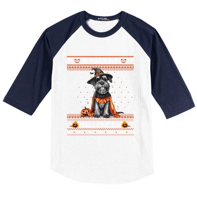 Happy Halloween Ugly Miniature Schnauzer Howloween Pumpkin Baseball Sleeve Shirt